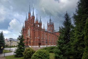 The Cathedral of the Immaculate Conception of the Holy Virgin Mary in Moscow, Russia, a neo-Gothic Catholic Church.