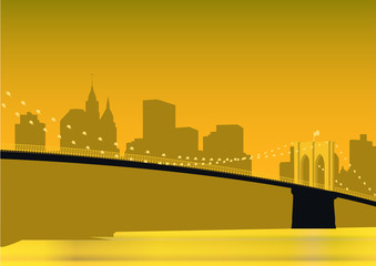 Brooklyn Bridge panorama over East River in New York City