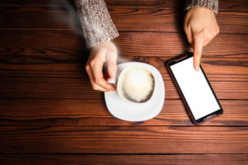 a female hands and coffee