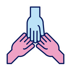 hands human solidarity line and fill style