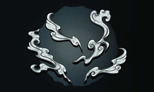 Vector illustration Set Cloud Smoke Japanese