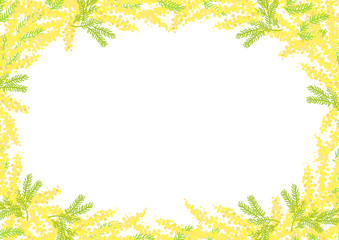 ミモザ　花　フラワー　フレーム