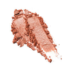 Close-up of make-up swatch. Smear of crushed brown eye shadow