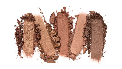 Close-up of make-up swatch. Smear of crushed brown eye shadow