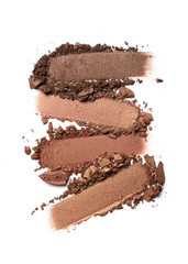 Close-up of make-up swatch. Smear of crushed brown eye shadow