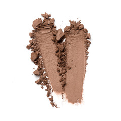 Close-up of make-up swatch. Smear of crushed brown eye shadow