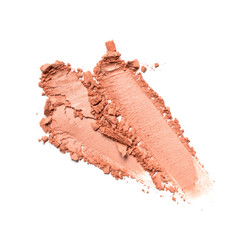 Close-up of make-up swatch. Smear of crushed beige or light brown eye shadow