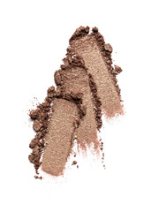 Close-up of make-up swatch. Smear of crushed brown eye shadow