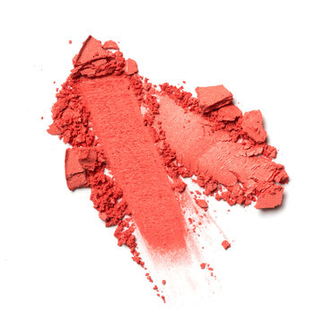 Close-up of make-up swatch. Smear of crushed red eye shadow