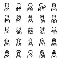 Avatar And Profession Line Icon Set