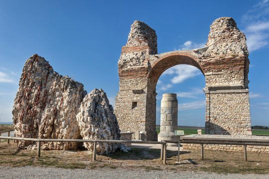 Heidentor, roman triumphal arch in Carnuntum near Petronell and Bad Deutsch-Altenburg, Austria