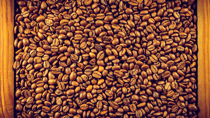 Roasted brown coffee beans frame