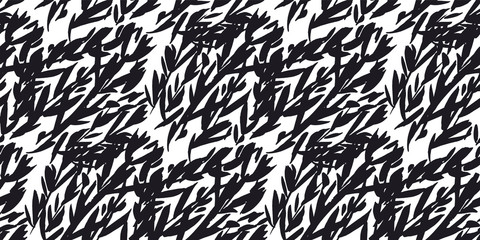 BW grass dynamic watercolor seamless pattern