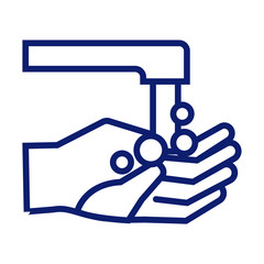 hands washing with faucet line style icon