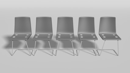 Chairs in modern design arranged in front of the background 3d rendering