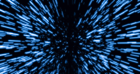 Abstract Hyperspace of Light Speed and Warp Speed in blue  star trail - obrazy, fototapety, plakaty