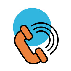 telephone service call line and fill style icon