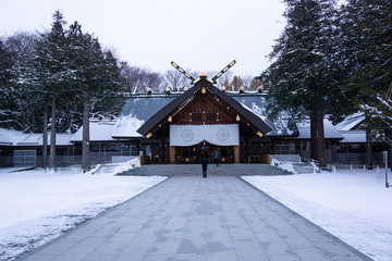 Hokkaido Shrine - Heritage Shrine built in 1869, surrounded by mountain.