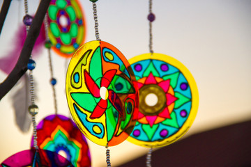 dreamcatcher and mandalas made with cd and recycled materials
