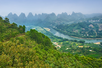 Fototapeta premium Beautiful karst mountain landscape of China