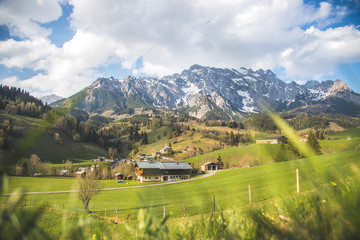Fototapeta premium Idyllic Alpine Mountain Range: Hochkönig mountain in Salzburg, Austria