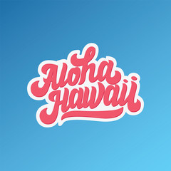 Hawaii Aloha logo shirt print. Summer paradise phrase