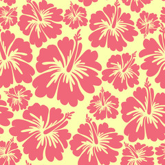 hibiscus flowers seamless pattern. Colorful illustration. Vector