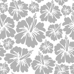Fototapeta na wymiar Seamless Pattern With Hawaiian Hibiscus Flower. Vector