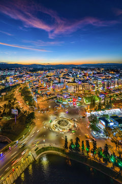 Royalty high quality free stock image aerial view of center city, Dalat, VIetnam