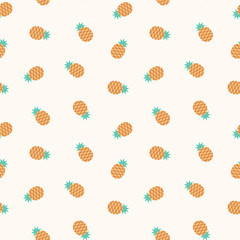 Fruit pattern. Seamless pattern of pineapples on a light brown background. Vector 8 EPS.