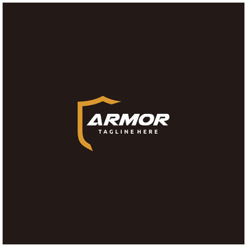 Shield armor minimalist gold logo design