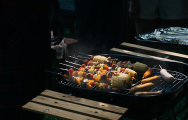 barbecue party in nature. barbecue and party.