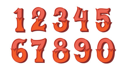 Old decorative numbers vector set. Wild west style numbers on the grange background for invitations