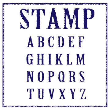 Vector Vintage Stamp All Caps Font. High Quality Design Element.