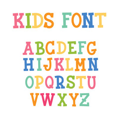 Colorful Kids Capital Letters Alphabet. Vector illustration