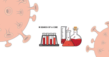 Covid-19 labroratory background with experiments to find a cure