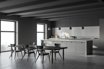 Dark grey kitchen corner with table