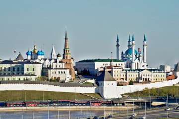 The main view of the Kremlin of Kazan. Historical monument in the city center of Kazan.