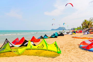 Kite surfing festival at Pranburi beach Pranburi Thailand March 13, 2016