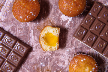 cupcakes on brown background