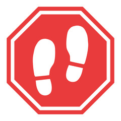 No shoes sign isolated on white background. Warning vector symbol. Graphic illustration
