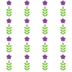 Floral striped pattern. Illustration of stripes made of violets in rustic style on a white background. Vector 8 EPS.