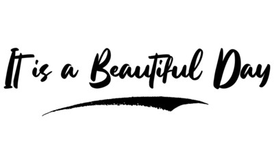 It is a Beautiful Day Phrase Calligraphy Handwritten Lettering for Posters, Cards design, T-Shirts. 
Saying, Quote on White Background
