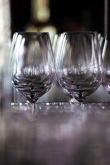 wine glasses in bar restaurant
