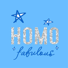cute fabulous print for kids t shirt or decorations with lettering elements and sparkling stars on blue background, editable vector illustration