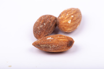 Healthy nuts on White Background. Nuts are a snack food consisting of any mixture of mechanically or manually combined nuts.