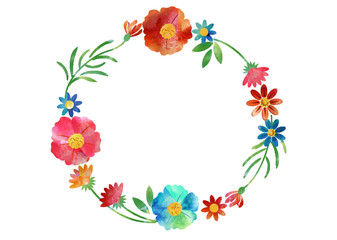 水彩花_丸フレーム