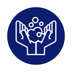 hands washing with foam block style icon