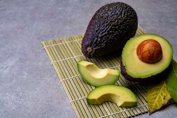 Healthy food, fresh ripe hass avocado from Peru