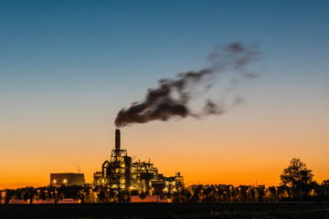 sludge incineration facility in germany at blur hour, basf